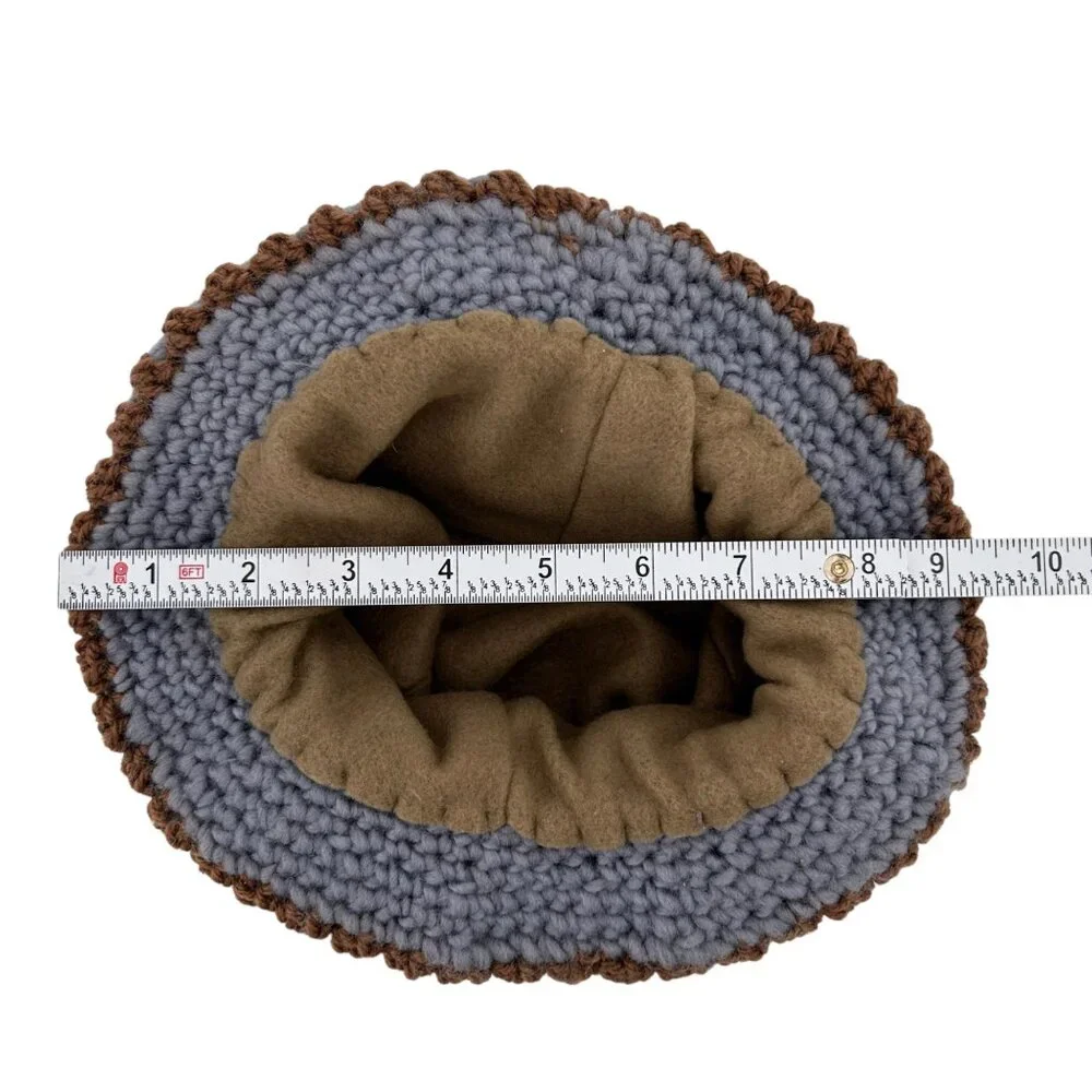 Vintage Inspired Cloche Crochet Knit Faux Fur Flower Beanie Bucket Hat